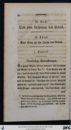 II. Theil. Das Gute ist die Quelle des Übels.