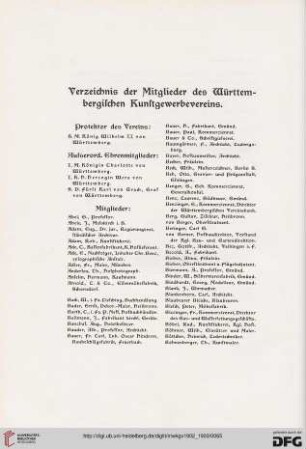 Verzeichnis der Mitglieder des Württembergischen Kunstgewerbevereins