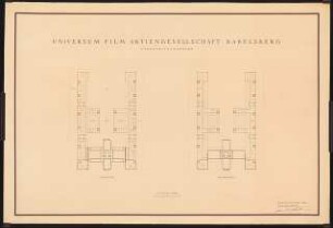 UFA (Universum Film AG), Potsdam-Babelsberg Werkstättengebäude: Grundrisse EG und OG 1:500