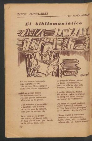 El bibliomaniático : Tipos populares