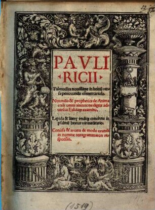 Pauli Ricii Talmudica novissime in Latinum versa periocunda commentariola