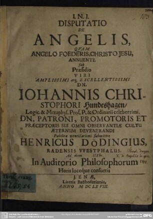 Disputatio De angelis