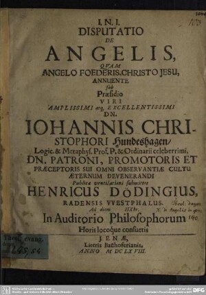 Disputatio De angelis
