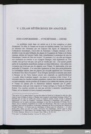 V. L'Islam Hétérodoxe En Anatolie