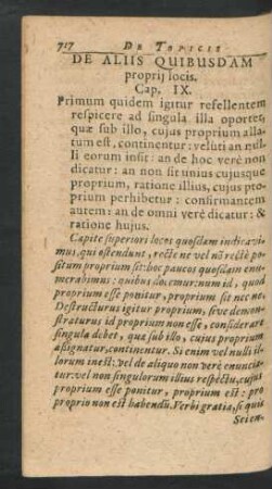 De Aliis Quibusdam proprii locis. Cap. IX.