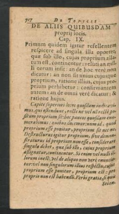 De Aliis Quibusdam proprii locis. Cap. IX.