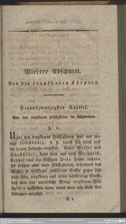 Vierter Abschnitt. Von den tropfbaren Körpern