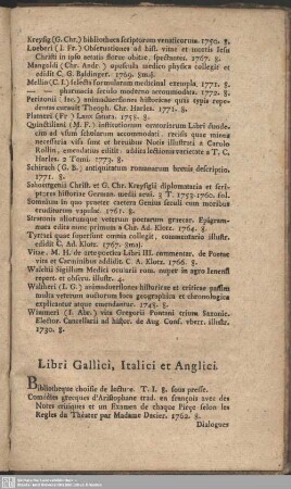 Libri Gallici, Italici et Anglici