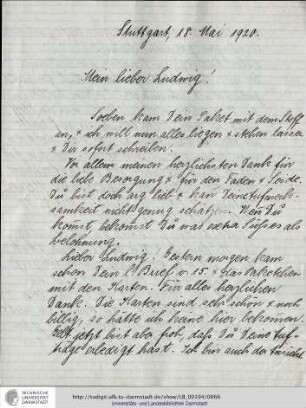 Brief vom 18.05.1920