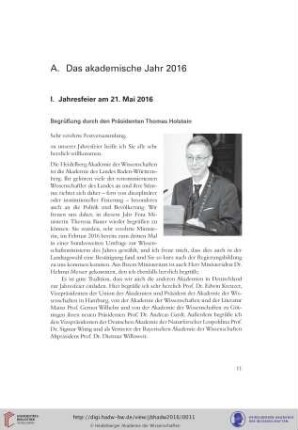A. Das akademische Jahr 2016