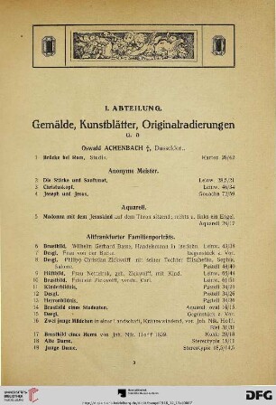 Gemälde, Kunstblätter, Originalradierungen (Nr. 1-184)