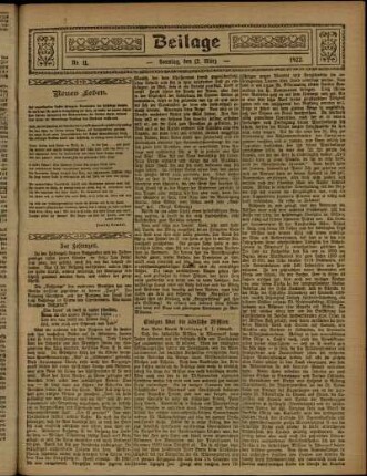 Zweite Ausgabe vom Sonntag, den 12. März 1922.