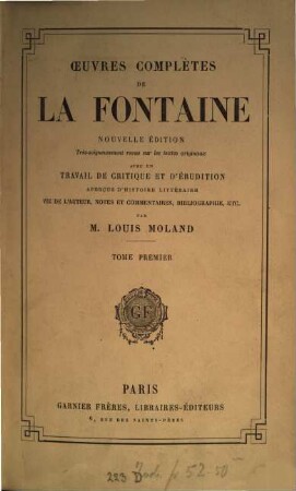 Oeuvres complètes de La Fontaine. I,1