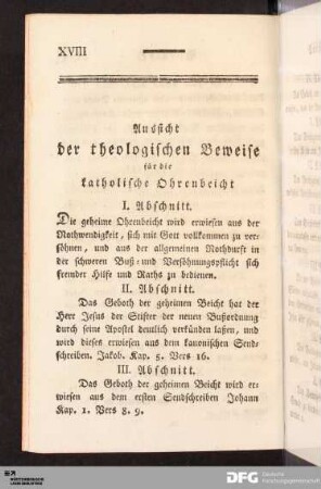 Aussicht der theologischen Beweise für die katholische Ohrenbeicht.
