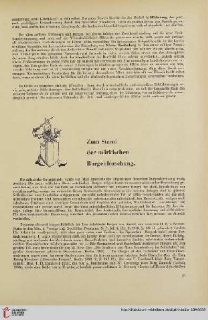 (1954) Dez.: Zum Stand der märkischen Burgenforschung