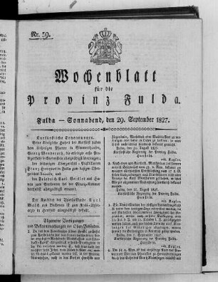 Nr. 39, Ausgabe vom 29. September 1827