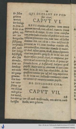 Caput VII. De Divisione citationis.