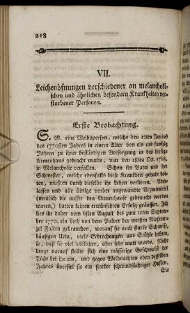 Erste Beobachtung. - Fünfte Beobachtung.