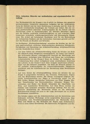 Ziele, Aufgaben, Hinweise zur methodischen und organisatorischen Gestaltung