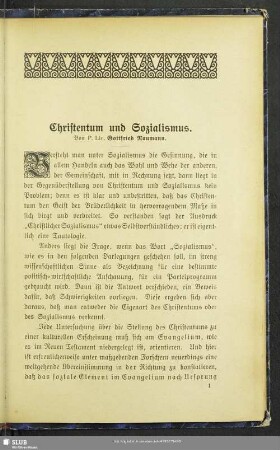 Christentum und Sozialismus