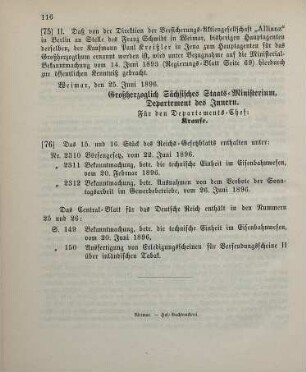 76. Das 15. und 16. Stück des Reichs-Gesetzblatts enthalten unter: ...