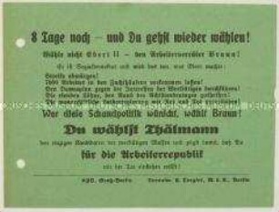 Aufruf der KPD zur Wahl von Ernst Thälmann zum Reichspräsidenten 1925