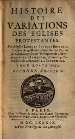 Histoire des Variations des Eglises Protestantes, 4