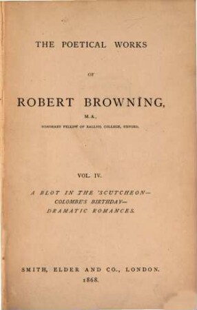 The poetical works of Robert Browning. 4