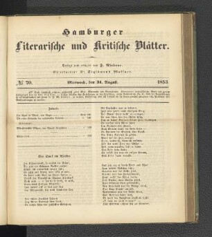 No. 70. 31. August 1853