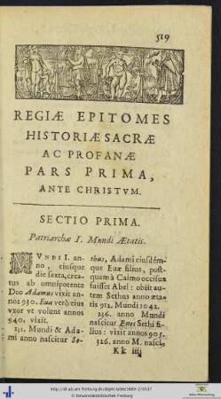 REGIÆÆ EPITOMES HISTORIÆ SACRÆ AC PROFANÆ PARS PRIMA ANTE CHRISTUM