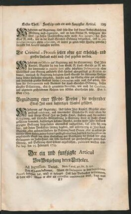 Der ein und funfzigste Articul Von Vollziehung deren Urtheilen.