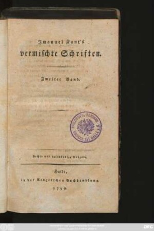 Bd. 2: Imanuel Kant's vermischte Schriften