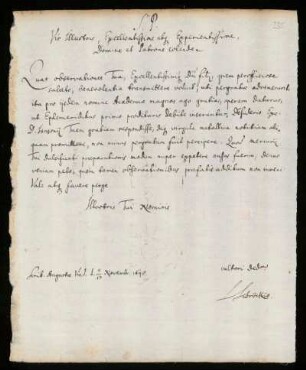 Brief von Lucas Schroeck an Johann Dolaeus