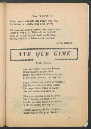Ave que Gime : (Vals Criollo)