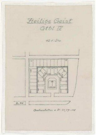 Detailzeichnung Heilig Geist (kartoniert) Südwestkirchhof Stahnsdorf - Gartenblock IV Gartenstellen 81-91, Reihenstellen 97-118