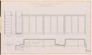 Preußischer Landtag, Berlin Umbau zum »Haus der Flieger«: Umbau Stabsamt, Raum 8 und 9 (Tür und Wandverkleidung): Ansicht, Schnitt, Grundriss 1:10