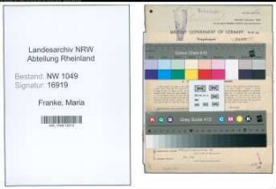 Entnazifizierung Maria Franke , geb. 11.04.1888 (Lehrer)