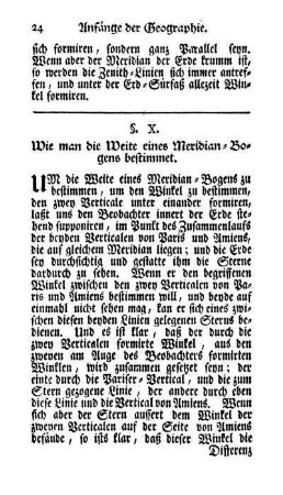 §. X. Wie man die Weite eines Meridian-Bogens bestimmet.