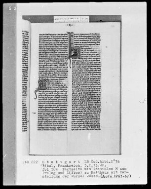 Bibel — Initiale L (iber), darin Wurzel Jesse, Folio 384recto