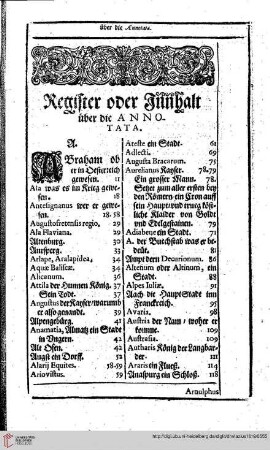 Register über die Annotata.