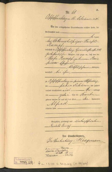 Standesamtsbuch der Stadt Aschaffenburg: Geburten 365/1900 - 184/1901