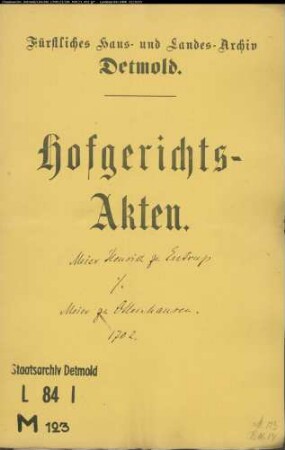Meier Henrich zu Entrup gegen Joh. Christoph Meier zu Ottenhausen - Brautschatzforderung