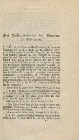 Zum Publicationspatente der allgemeinen Gerichtsordnung