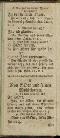 II. Von Gott und seinen Wohlthaten. = II. Wot Boha a jeho dobrotow.