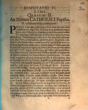 De catholico, quatenus fidei et ecclesiae tribuitur, dissertationum theologicarum sexta