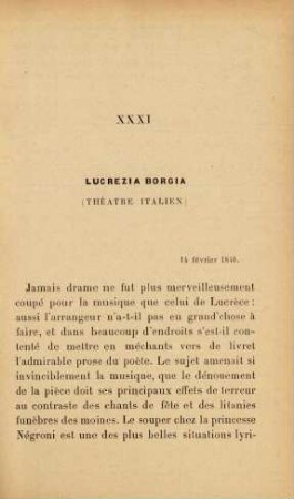 XXXI Lucrezia Borgia. 14 février 1840