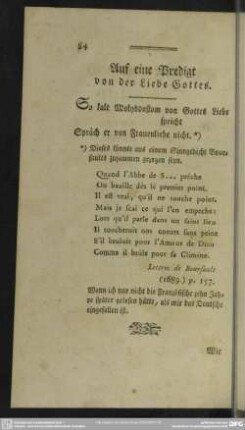 Auf eine Predigt von der Liebe Gottes