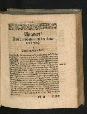 Antwort/ Auff die Salvation der dritten Ursach.