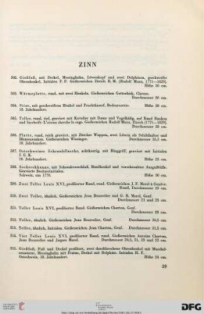 Zinn (Nr. 502-518)