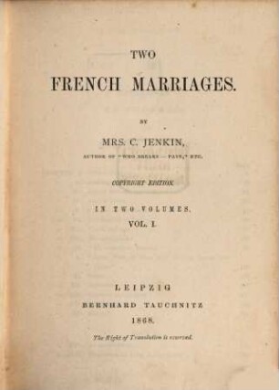 Two French marriages, 1